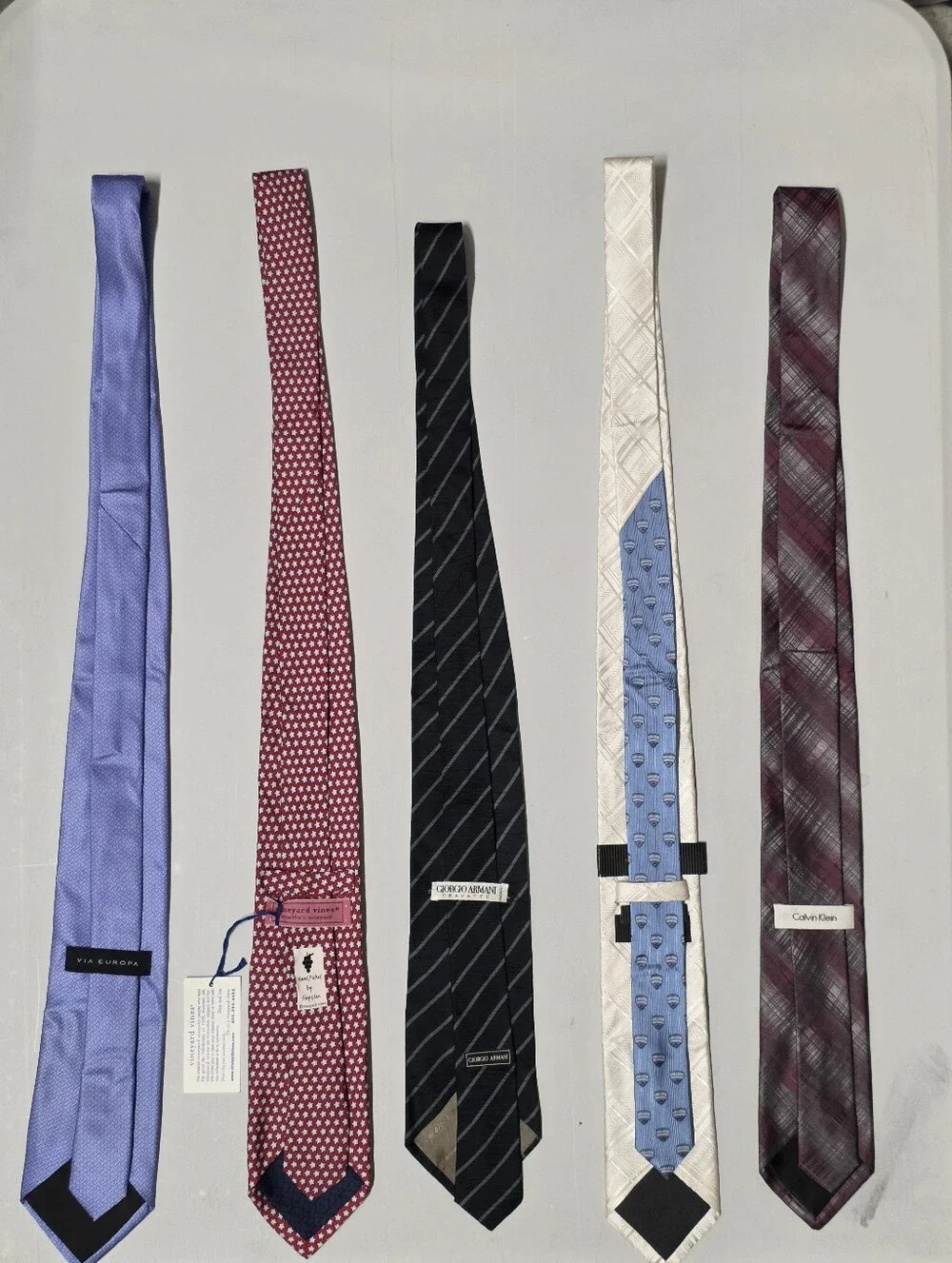 Mixed Brands Men's Silk Tie Set Lot of 5, Multicolor Mixed Patterns,
